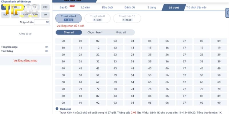 Lô Đề Siêu Tốc TIP88 - Cược Số Thả Ga, Lợi Nhuận Cực Khủng Các hình thức cược lô đề siêu tốc TIP88 hấp dẫn