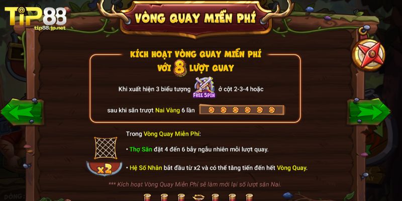Thợ Săn Nai Vàng TIP88 - Slot Game Hệ Số Nhân Khủng Nhất 2026 Các tính năng đặc biệt của Thợ Săn Nai Vàng TIP88